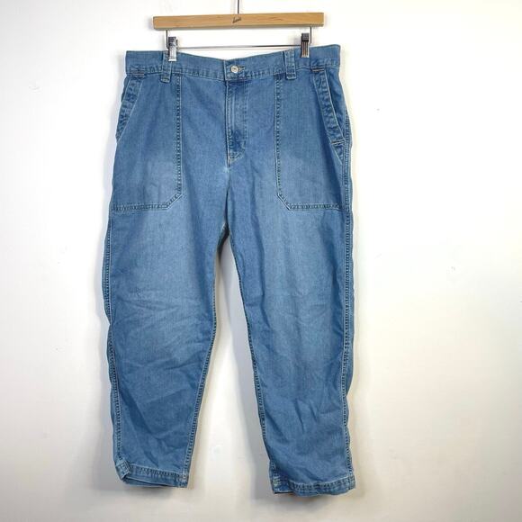 Old Navy OG Chino High Rise Utility Slouchy Ankle Denim Jeans Elastic Waist XL - Picture 2 of 13